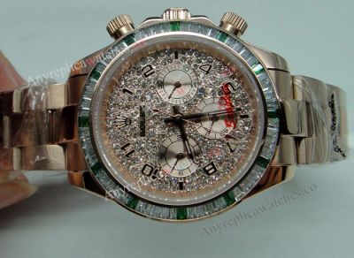 Rolex Daytona Rose Gold Watch Fake Rolex with Diamond Bezel 40mm Watch
